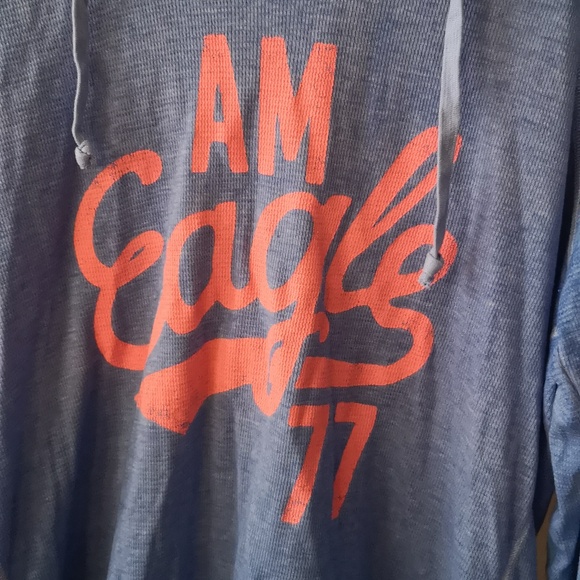 Like-new Women's American Eagle Outfitters XXL Pullover Hooded Blue w/ Pink Hit - Picture 2 of 5